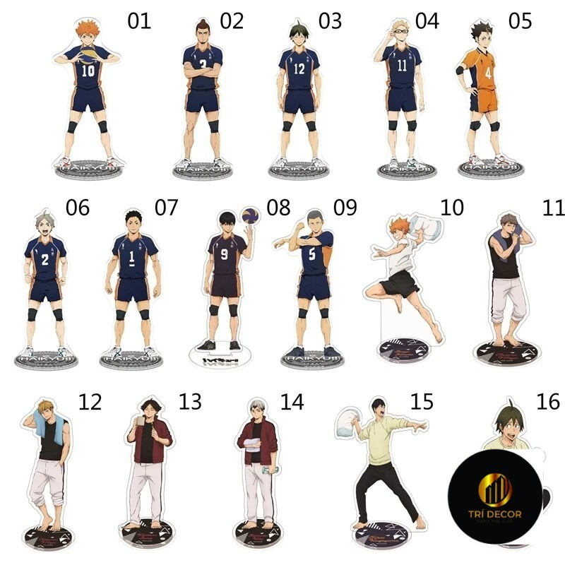 Mô hình Standee Haikyuu Hinata Shoyo Tobio Kenma Kuroo Akaashi Kotaro Kei Yaku 8 Phụ kiện trang trí để bàn góc học tập