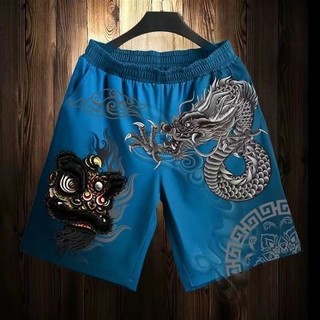 Phong Cách Trung Quốc Thời Trang Quốc Gia Sư Tử Rồng Quần Short In Hình Mùa Hè Slim-Fit Crop Quần Thể Thao Thường Ngày Quà Tặng