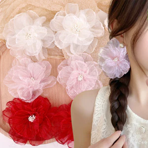 Kẹp Tóc Hoa Lưới - Kẹp Tóc Camellia Lớn Cho Bé Gái - Kẹp Đuôi Ngựa Bên Dễ Thương - Thời Trang Hàn Quốc Ngọt Ngào Thanh Lịch - Phụ Kiện Tóc Phổ Biến - Kỳ Nghỉ Bên Bờ Biển Nổ Barrettes