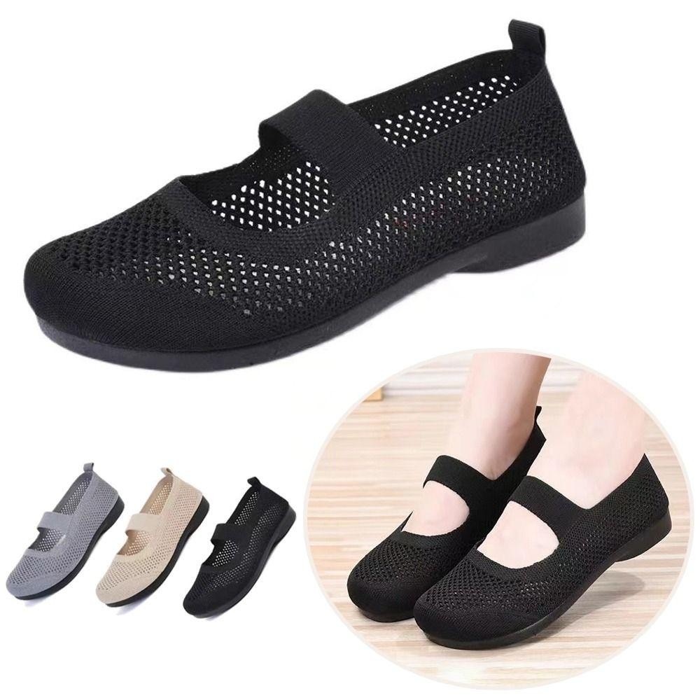 Giày mũi vuông MINIMALY nữ, lưới thoáng khí, đế bệt, lười thời trang, có thể gập, đế mềm rỗng, thường ngày