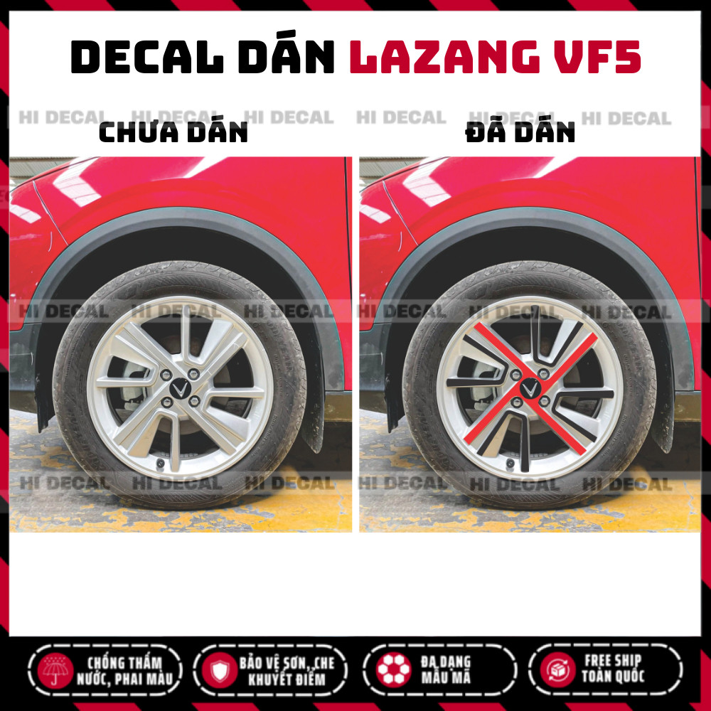 Tem Lazang VF5, Decal dán mâm VF5 trang trí tạo điểm nhấn