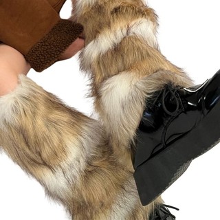 Hum Nữ Vintage Lông Chân Ấm Mùa Đông Ấm Áp Fuzzy Sang Trọng Boot Còng Tất Dài