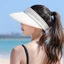Mũ đuôi ngựa rỗng DUSKGLOW, Vành rộng có thể gập lại dành cho nữ Mũ chống nắng mùa hè, Mũ đi biển có thể tháo rời có thể điều chỉnh chống tia cực tím