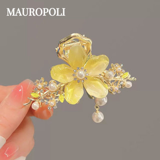 Mauropoli [Sẵn Sàng] Tính Khí Cổ Ngọc Trai Mộc Lan Hoa Tua Rua Kẹp Siêu Cổ Tích Đầu Sau Cá Mập Kẹp Tóc Tươi Phụ Kiện Tóc