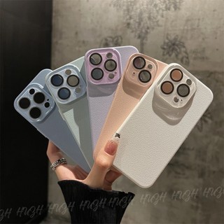Ốp điện thoại dạng hạt vải lanh màu trơn tiên tiến cho iPhone15 14 13 12 Pro Max Vỏ máy ảnh chống sốc đi kèm bảo vệ mặt sau cứng