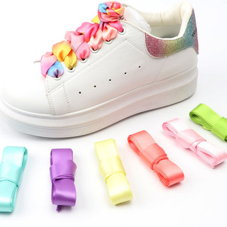 Dây giày ruy băng satin cầu vồng gradient 2cm cho giày nữ, giày thể thao, đế bằng