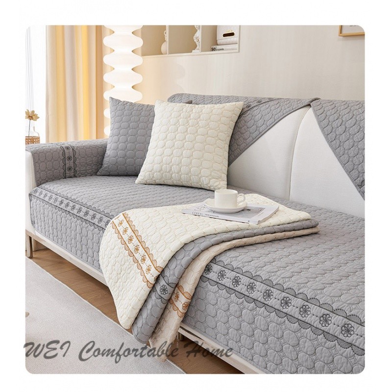 Kem Phong Cách Màu Be Sofa Đệm Cotton Nguyên Chất Bốn Mùa Đa Năng Da Chống Trơn Trượt Sofa Đệm Đơn Giản