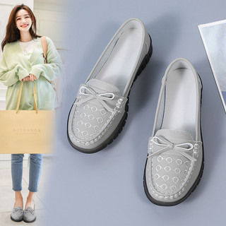 Giày Moccasin Nữ Phong Cách Hàn Quốc Da Thật Thoáng Khí Giày Đế Bằng Thoải Mái Chống Trơn Trượt Sẵn Sàng Giao Hàng Với Giày Nữ Còn Hàng Miễn Phí Vận Chuyển