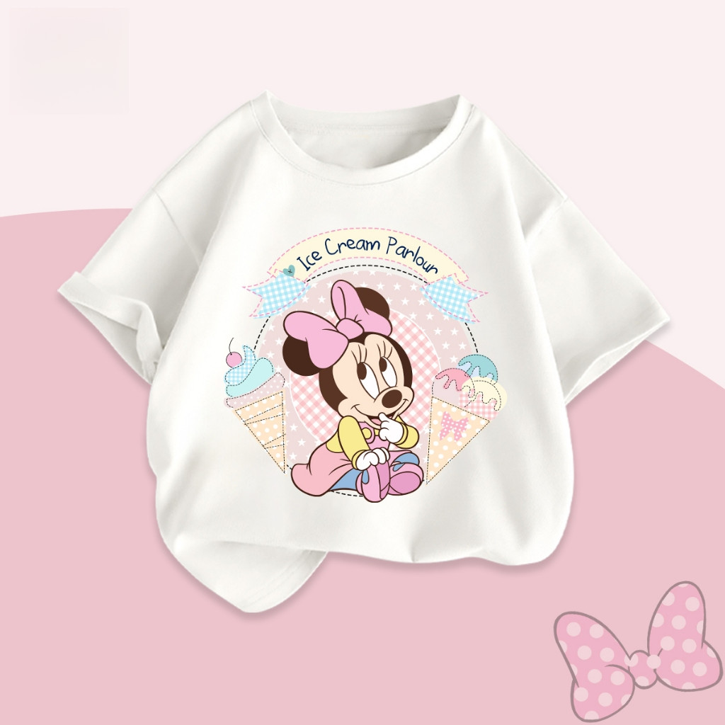 Áo thun trẻ em in hình hoạt hình dễ thương Mickey Mouse, phong cách Hàn Quốc, thời trang thoải mái cho bé trai và bé gái