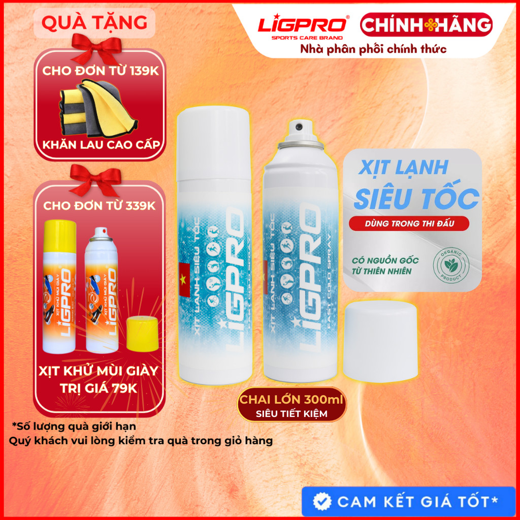 Xịt lạnh giảm đau siêu tốc thảo dược LIGPRO 300ml Sơ cứu thể thao chấn thương hiệu quả thethaochinhhang