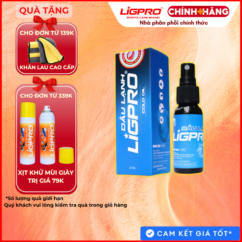 Dầu lạnh LIGPRO giảm đau nhanh 30ml dạng xịt Hiệu quả trong và sau khi vận động thethaochinhhang