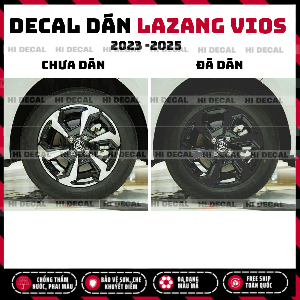 Tem dán mâm Vios 2023 - 2025, Decal lazang Vios trang trí tạo điểm nhấn