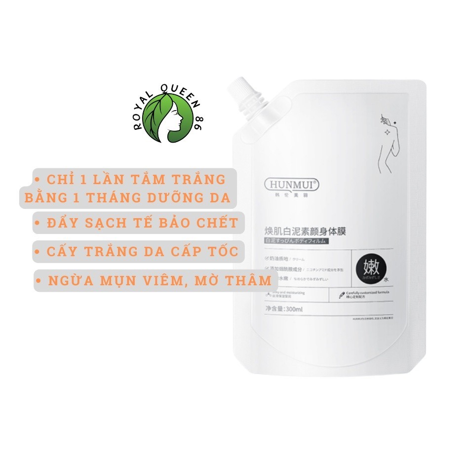 Tắm trắng body cấp tốc HunMui 300ml mặt nạ bùn ủ trắng cơ thể sản phẩm giúp Trắng da siêu nhanh một cách tự nhiên