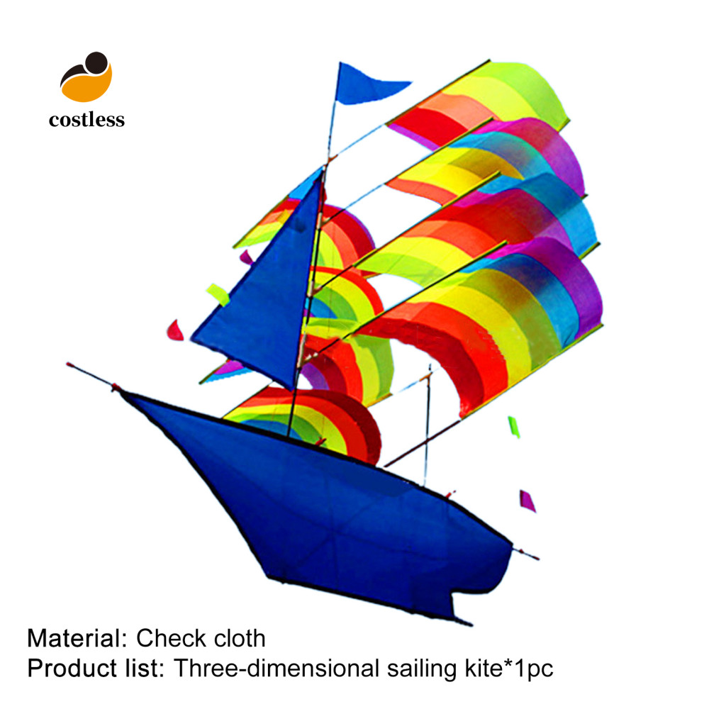 Diều thuyền buồm không tốn kém Kích thước lớn Vải kẻ sọc có thể gập lại 3D Diều thể thao âm thanh nổi cho ngoài trời