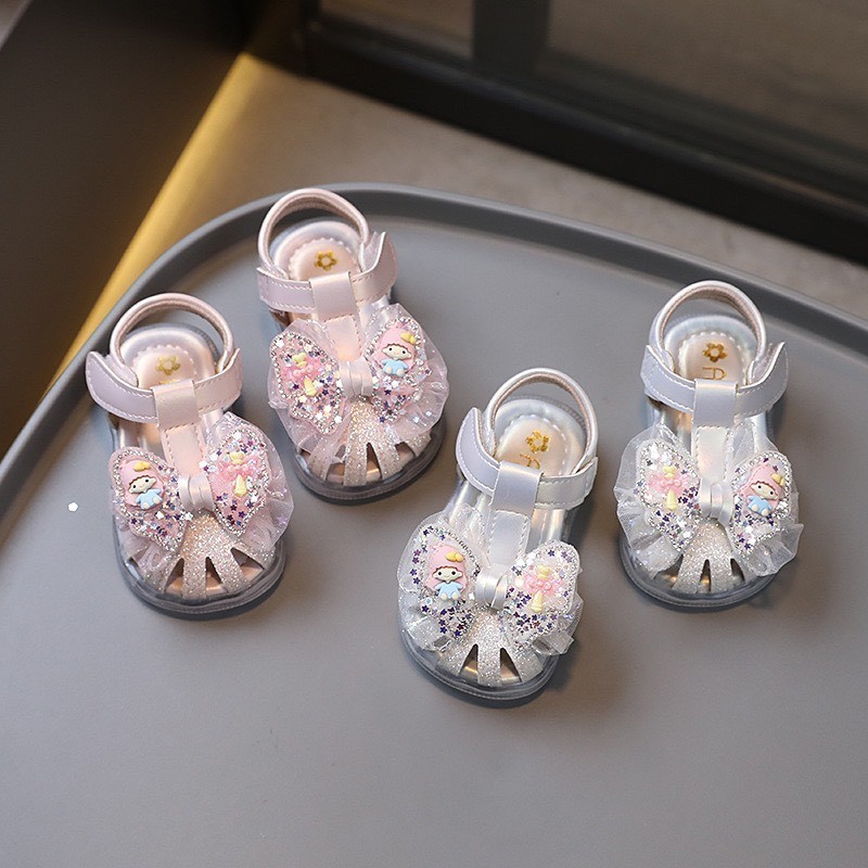 sandal bé gái dép rọ tạp đi bảo vệ chân cho bé từ 6m nơ cô gái xinh xắn chống trượt êm chân công chúa A1609
