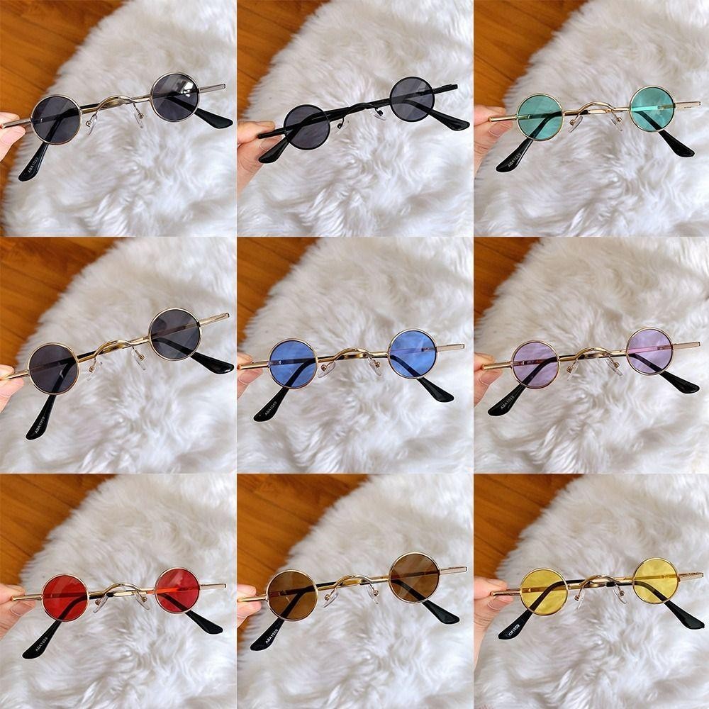 Kính râm BAMBOOB Punk, Khung kim loại Kính râm tròn nhỏ màu kẹo, Kính mắt Ins Fashion UV400 Đi biển / Du lịch / Dạo phố