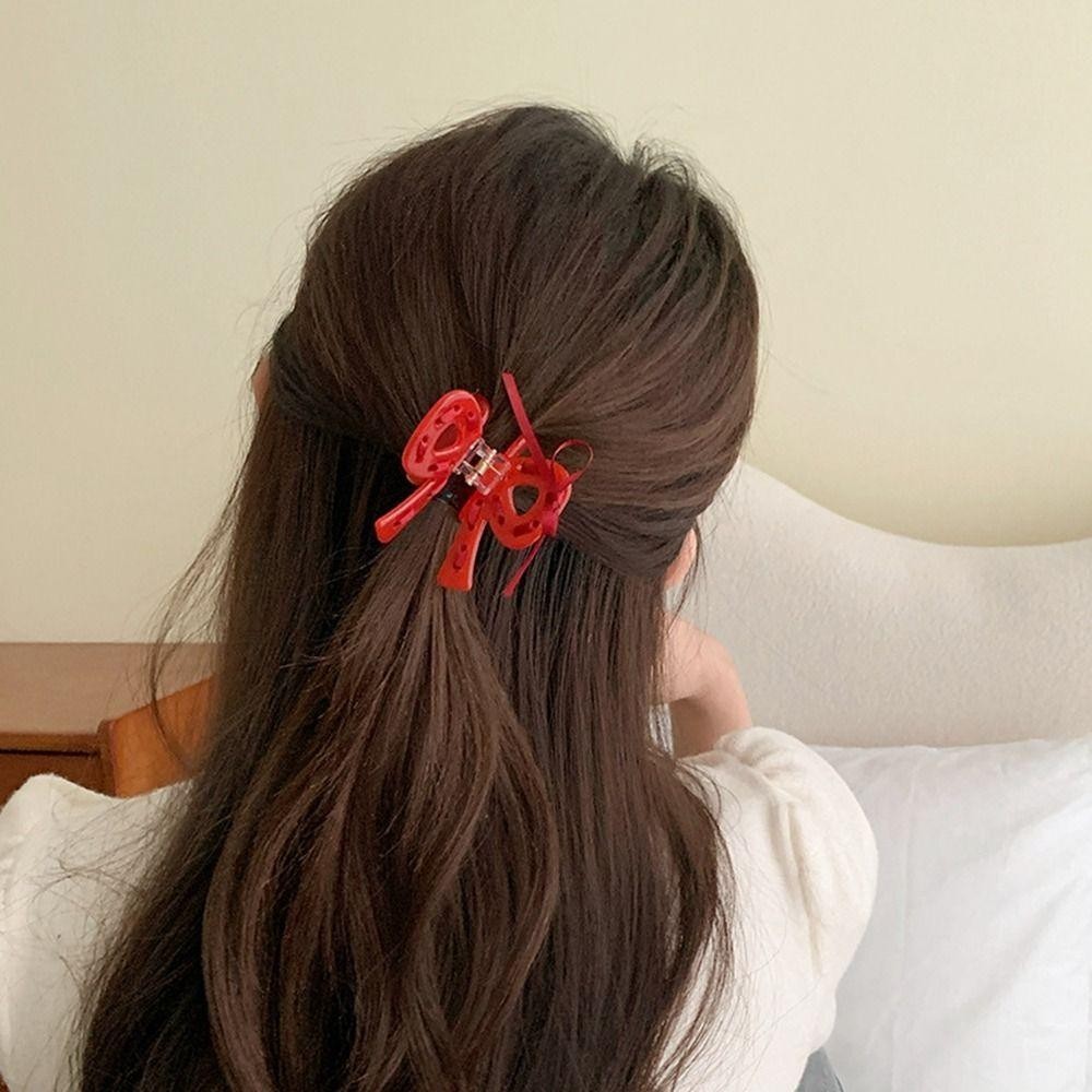 Kẹp Tóc Càng Cua Hình Bướm Gắn Nơ/Ruy Băng Mới Xinh Xắn Phong Cách Hàn Quốc Phụ Kiện Tóc Nữ Empoli