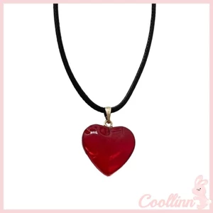 Vòng cổ Mặt Đá Thủy Tinh Màu Đỏ Hình Trái Tim Cho Nữ