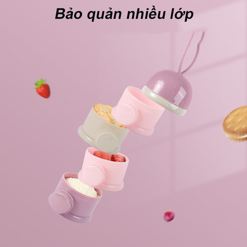 【SKISOPGO】Hộp Chia Sữa，Hộp sữa bột trẻ em di động，Nhiều ngăn riêng biệt，Dễ dàng vệ sinh và dễ mang theo