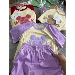 25-45kg Bộ gấu in nổi Mickey size đại cho bé gái, bộ cotton cho bé gái, đồ bộ cho bé size đại