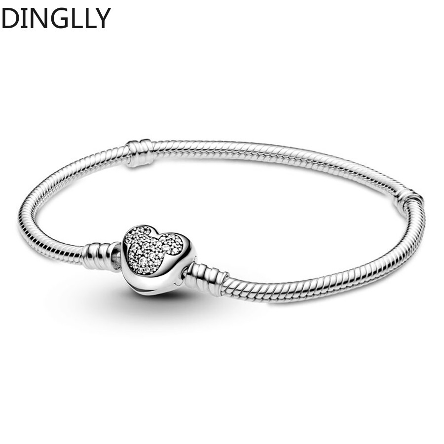 Dinglly Kẻ Sọc Zircon Hình Trái Tim Khóa Vòng Tay Cơ Bản Hình Trái Tim Khóa Vòng Tay Cơ Bản Cho Tự Làm Charm Hạt Trang Sức Vòng Tay Ban Đầu