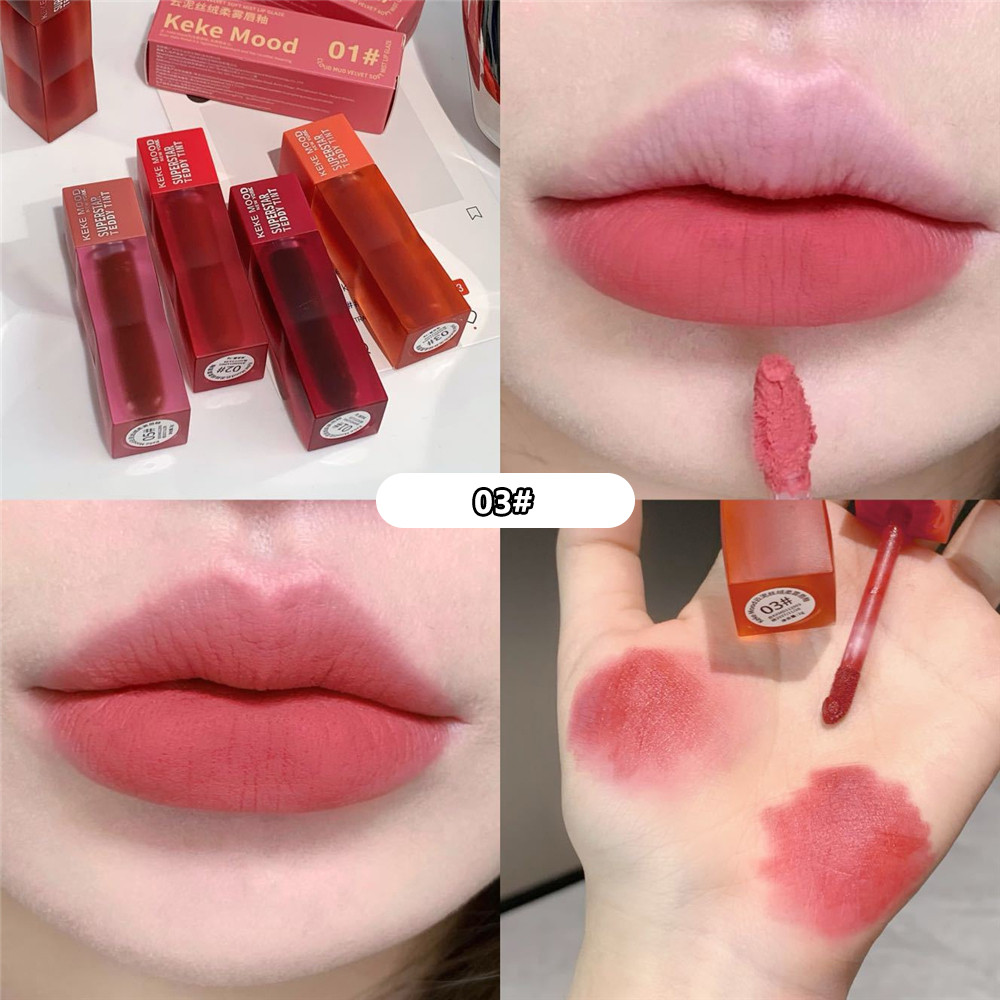 Ảnh Son Môi Kekemood 5 Màu Dạng Lì Có độ Bám Cao, Dưỡng ẩm, Không Dính Cốc, Lâu Trôi, Không Thấm Nước, Mỹ Phẩm Trang điểm Môi *THỦY TINH 3