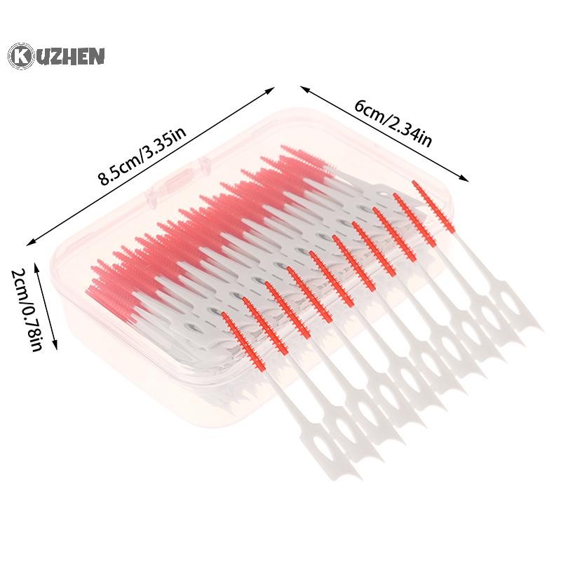 Kuzhen Bàn chải silicon kẽ răng 200 chiếc Bàn chải tăm nha khoa giữa răng có ren Dụng cụ làm sạch răng miệng HOT
