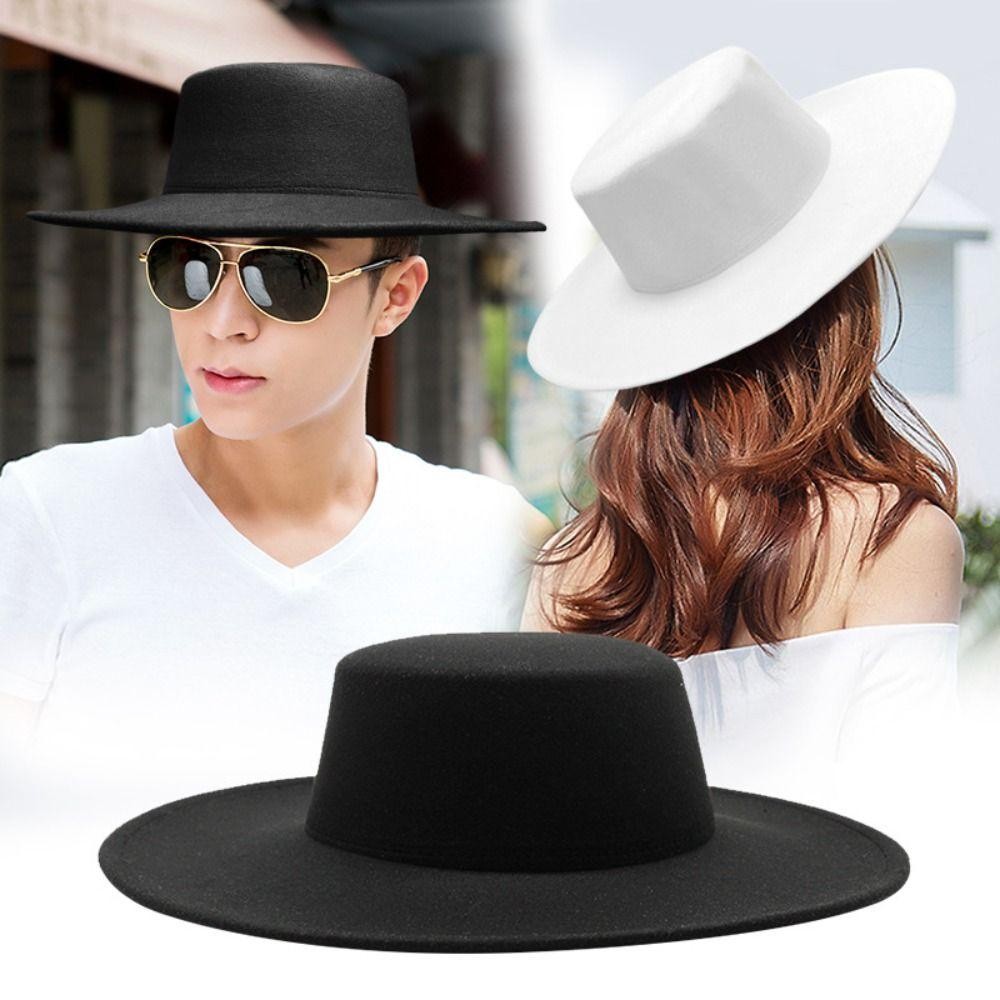 AWNGD Nữ Flatcap, Mũ nỉ cổ điển phong cách Hepburn, Nhà thờ mũ Panama rộng vành màu trơn kiểu Pháp