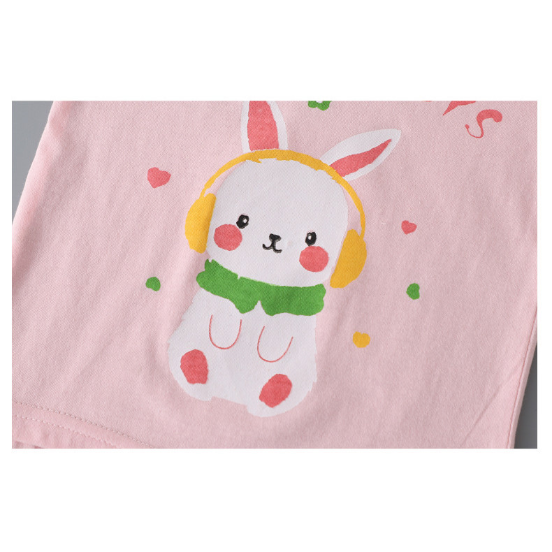 Bộ đồ ngắn tay Cotton nguyên chất dành cho trẻ em Mùa hè phong cách mỏng bé trai bé gái Phiên bản Hàn Quốc Hợp thời trang Thể thao thông thường Bộ đồ hai mảnh thoáng khí phù hợp cho mọi trận đấu OQ