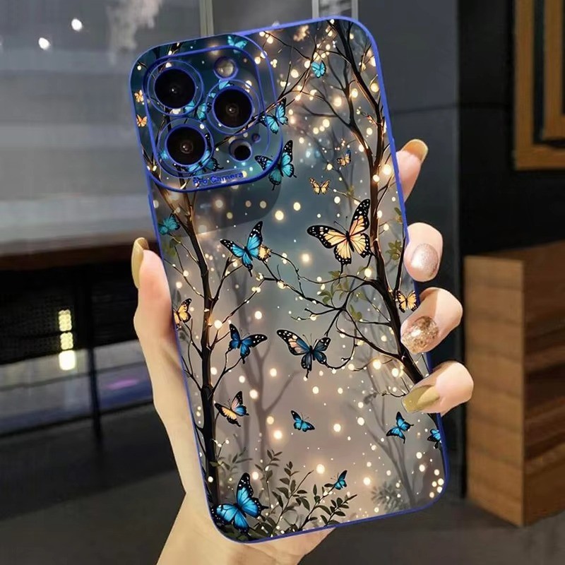 Ốp Lưng Cho Redmi Note 14 13 12 Pro Plus5G 12S 11S 11 10S 10 Redmi 13C 12C 14C Phát Sáng Trong Bóng Tối Bướm Mềm Vỏ Điện Thoại