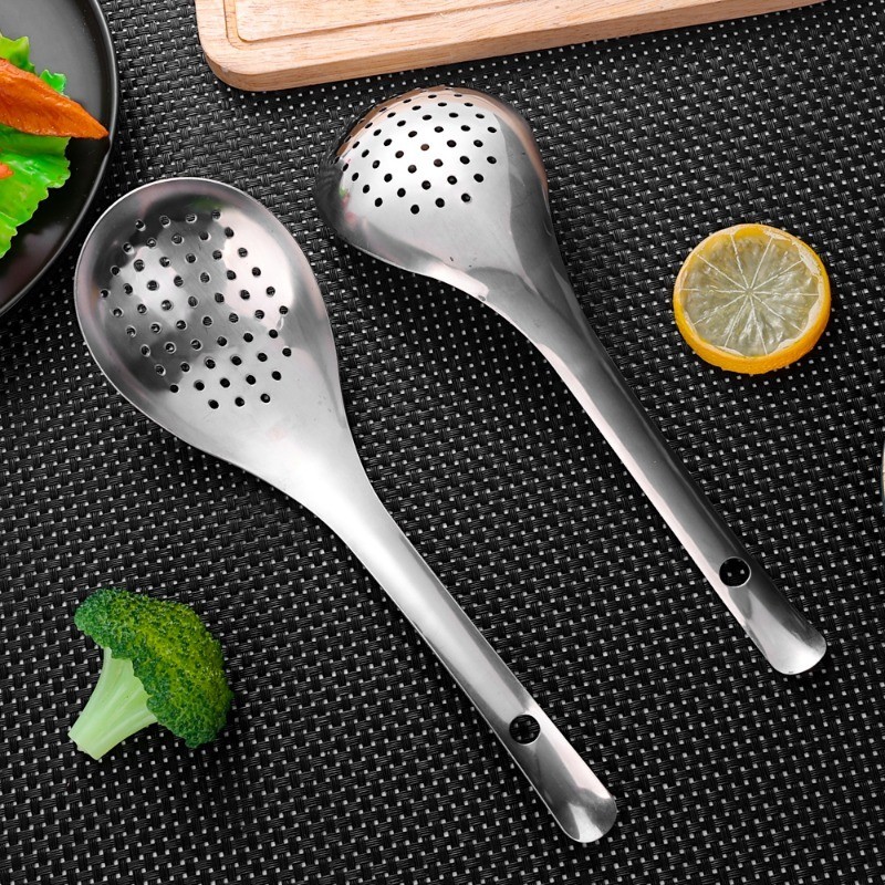 Muỗng có rãnh Skimmer - Muỗng lọc nhà bếp - Muỗng lọc bằng thép không gỉ - Phụ kiện nấu ăn nhà bếp - để thoát nước và chiên nấu ăn