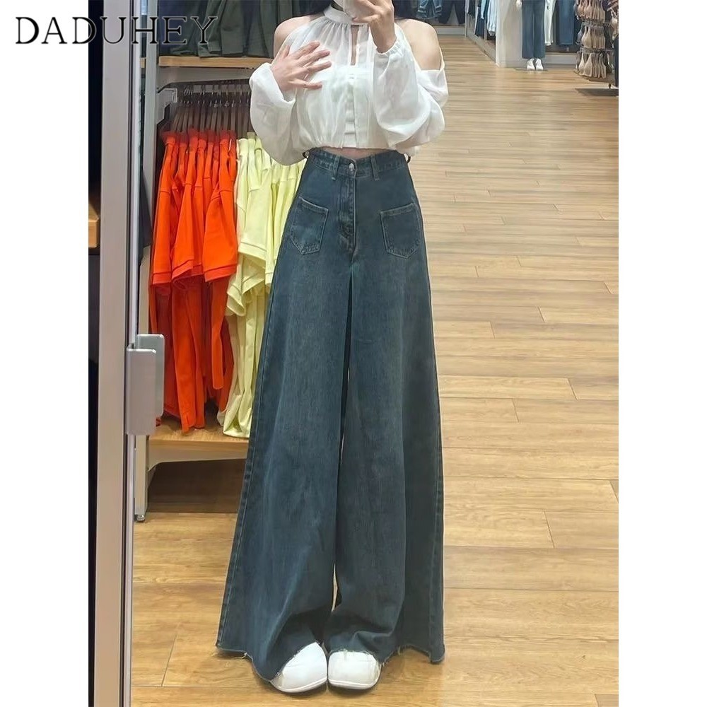 Ảnh DaDuHey New American Ins High Street Retro Jeans Niche High Waist Wide Leg Pants plus Size Trousers 4