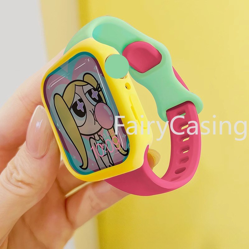 Dây đeo silicon + Vỏ tương thích cho Watch Series 10 46MM 9 49mm Ultra2 45mm 41mm 44mm 38mm 42mm 40mm cho iWatch 8 7 SE 6 5 4 3 2 1 Bộ dây đeo đồng hồ