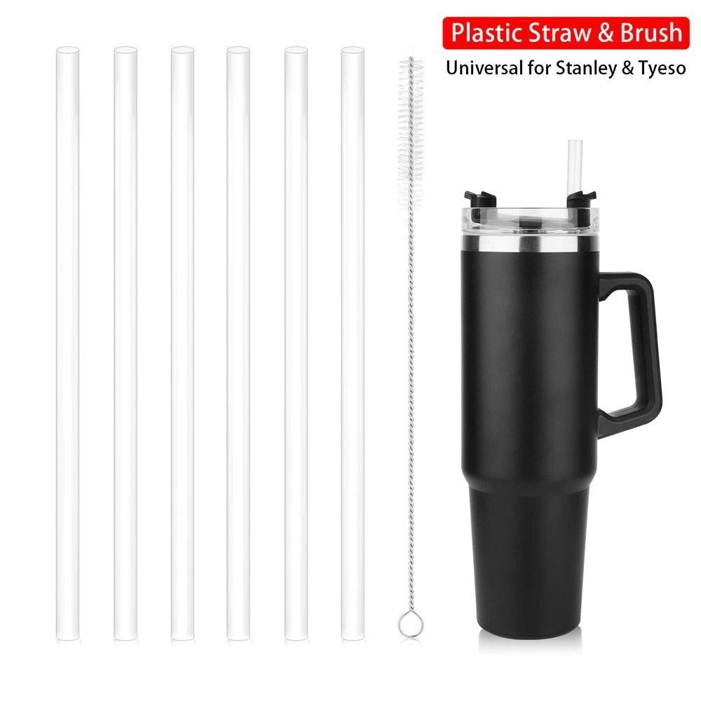HOBBYIN 1 Bộ Ống Hút Cốc, Uống Có Bàn Chải Ống Hút Nhựa, Ống Hút Thay Thế Thẳng 9 Mm