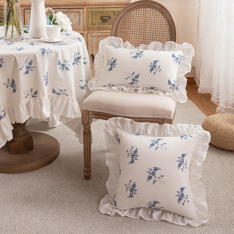 Pháp Lãng Mạn Mục Vụ Xù Nấm Ren Cotton Thêu Gối Đệm Sofa Đầu Giường Gối