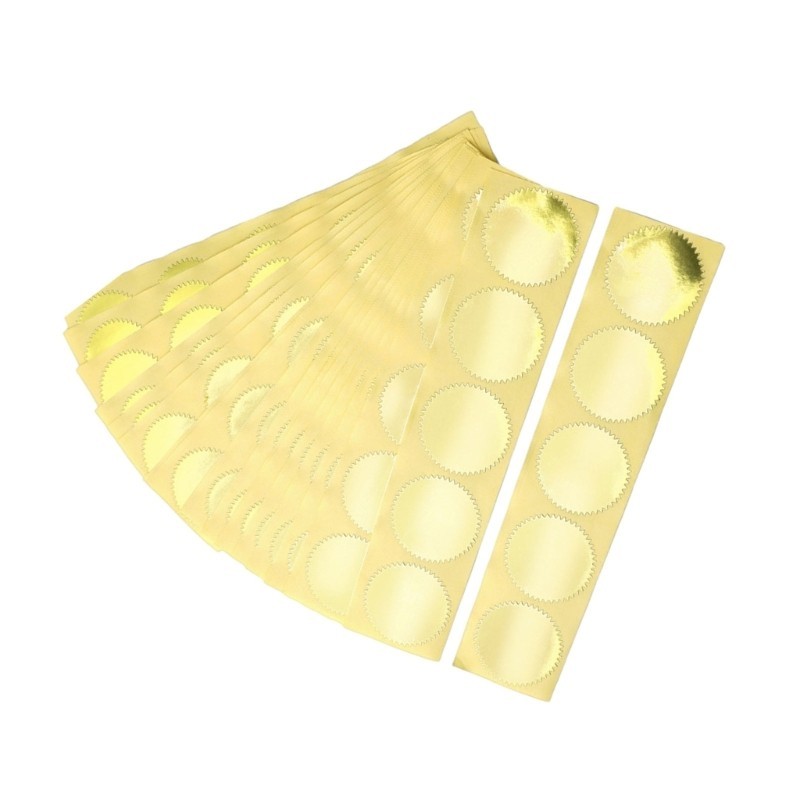 ELEGA 100 250 CÁI 45mm Cạnh răng cưa Bạc Vàng Rednes Giấy chứng nhận Wafer Công ty Con dấu Nhãn