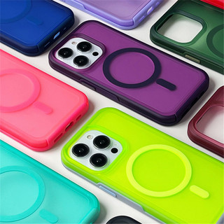 Ốp Lưng Chống Sốc Màu Kẹo Neon Cho Samsung S24 S23 PLUS ULTRA S25 Magentic Mờ Sạc Không Dây Vỏ Điện Thoại