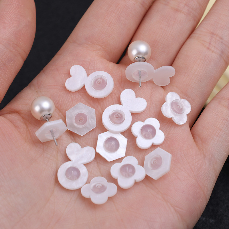 Khóa tai silicon - Nút tai chống chảy xệ - Chống dị ứng, đơn giản, trong suốt - Mũ sau bốn lá - Nút tai chống rơi - Phụ kiện trang sức