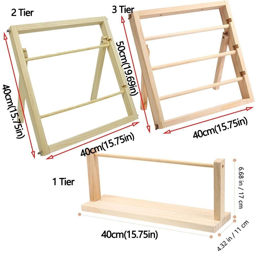Giá đỡ ruy băng JEREMY, Giá sắp xếp lưu trữ ruy băng 1 / 2 / 3 tầng bằng gỗ, Thủ công gói chắc chắn Dễ dàng cài đặt Tiết kiệm không gian Giá đỡ cuộn ruy băng Đồ thủ công