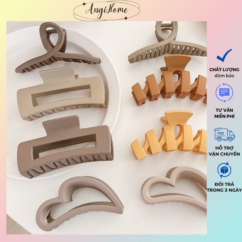 Kẹp tóc càng cua Hàn Quốc nữ đẹp hottrend nhám cỡ size lớn cặp búi tóc dễ thương cào 10, 14 răng màu pastel ANGIHOME
