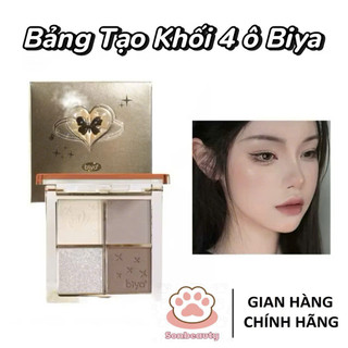 [BIYA] Bảng Phấn Tạo Khối & Bắt Sáng MINI 4 Ô Màu BIYA Đa năng Tạo Đường Nét Tự Nhiên Cho Khuôn Mặt