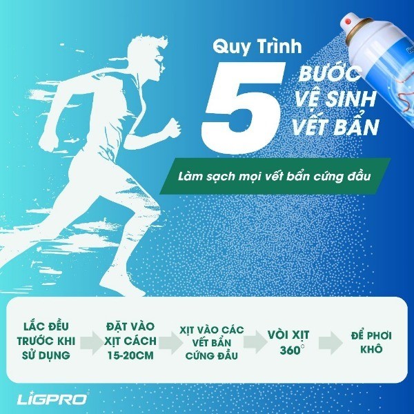 Xịt vệ sinh giày LIGPRO 420ml Bọt tuyết NANO BẠC Làm sạch vết bẩn và lưu hương trên giày thethaochinhhang