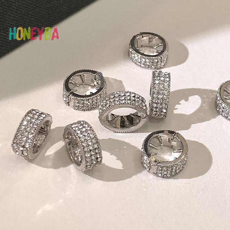 < Honeyba > Flash Bạc Tròn Khóa Tóc Cá Tính Hip Hop Ngọt Ngào Mát Bẩn Tóc Kẹp Tóc
