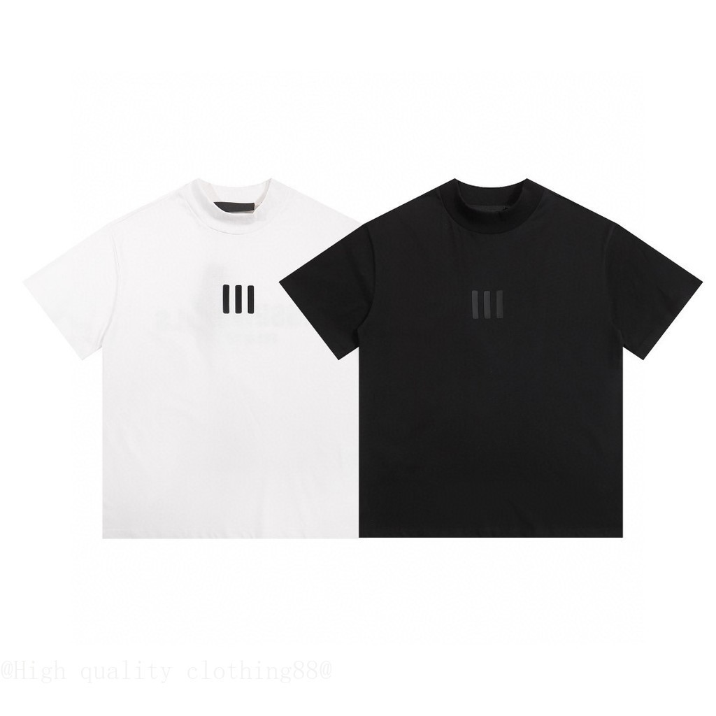 Áo thun ngắn tay FEAR OF GOD cổ cao, thiết kế ba chiều dọc, nhãn đen