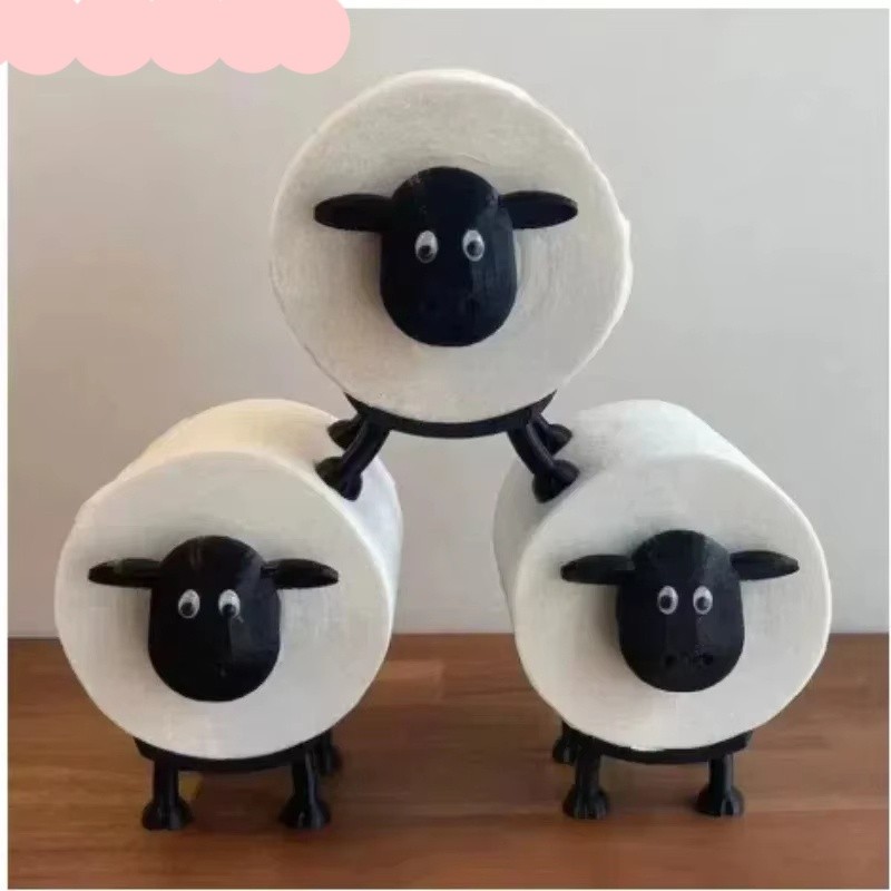 3 Chiếc Dễ Thương Cừu Đen Đựng Giấy Vệ Sinh Vui Vẻ Giá Đỡ Giấy Vệ Sinh Độc Lập Bộ Phòng Tắm 3D In Giấy Giấy Dụng Cụ Bảo Quản