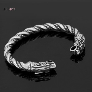 Vòng Đeo Tay Khắc Hình Rồng Bằng Thép Không Gỉ Phong Cách Viking Thời Trang Dành Cho Nam
