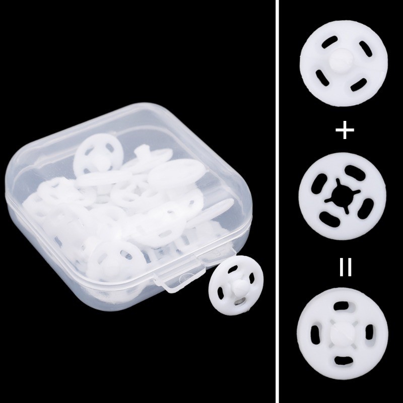 15 Cái / hộp Chốt Nhựa - Nút Bấm Vô Hình Trong Suốt 10 Mm - Khóa May Tròn Mini - Handmade DIY Quần Áo Thủ Công Phụ Kiện May Vá