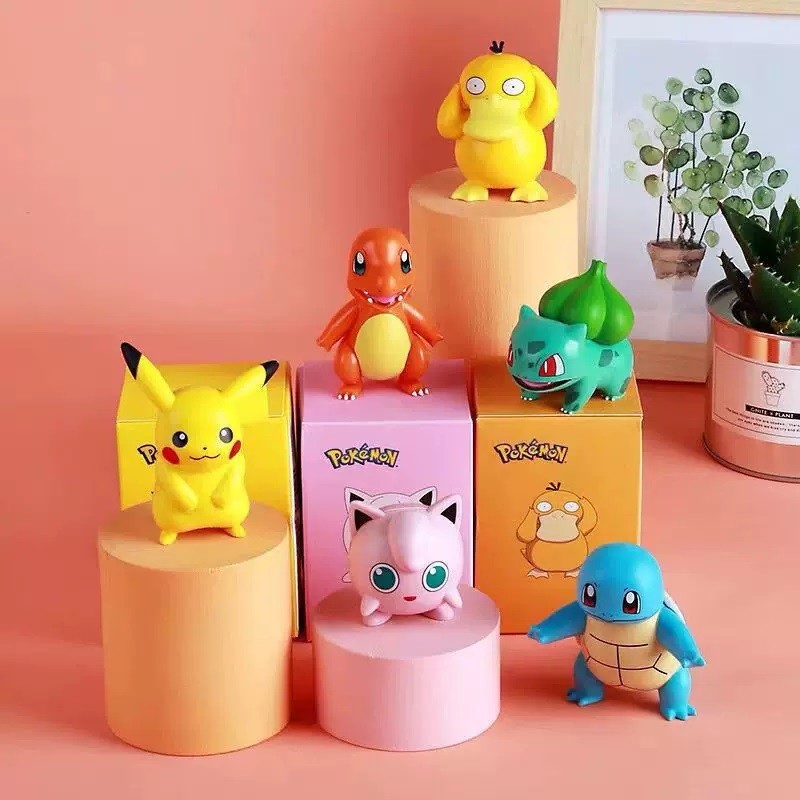 6 Chiếc Pokemon Series Nhân Vật Hành Động Pikachu Charmander Squirtle Jigglypuff Búp Bê Trang Trí Đồ Chơi Trẻ Em