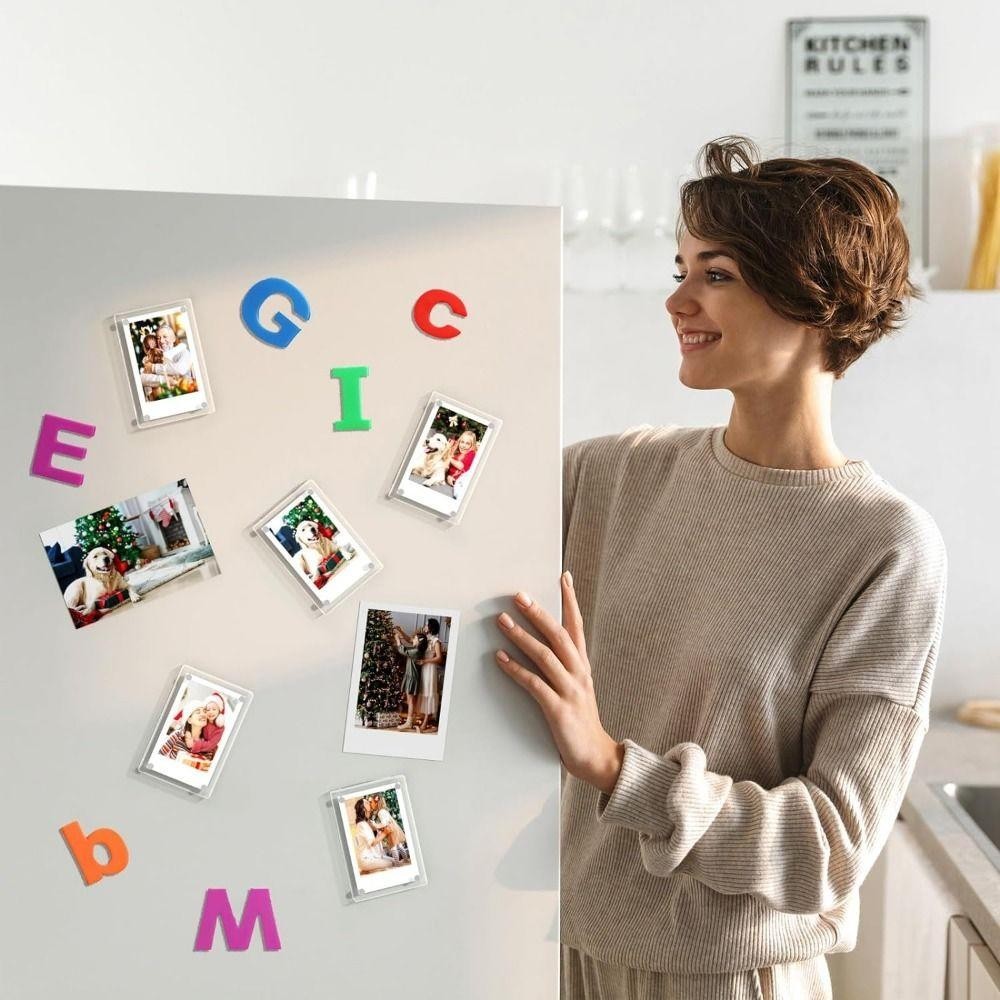 DONOVANQQ 5 Khung Ảnh Tủ Lạnh, Khung Hiển Thị Thẻ Acrylic DIY, Thiết Kế Thanh Lịch Hai Mặt Sử Dụng Rộng Rãi Khung Ảnh Tủ Lạnh Nhẹ Trang Trí Nhà