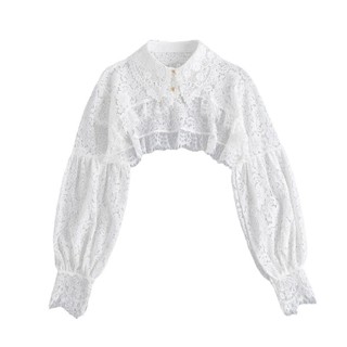Khăn choàng và áo len chống nắngpure cotton, cổ giả hoa ren, dễ thương dành cho nữ